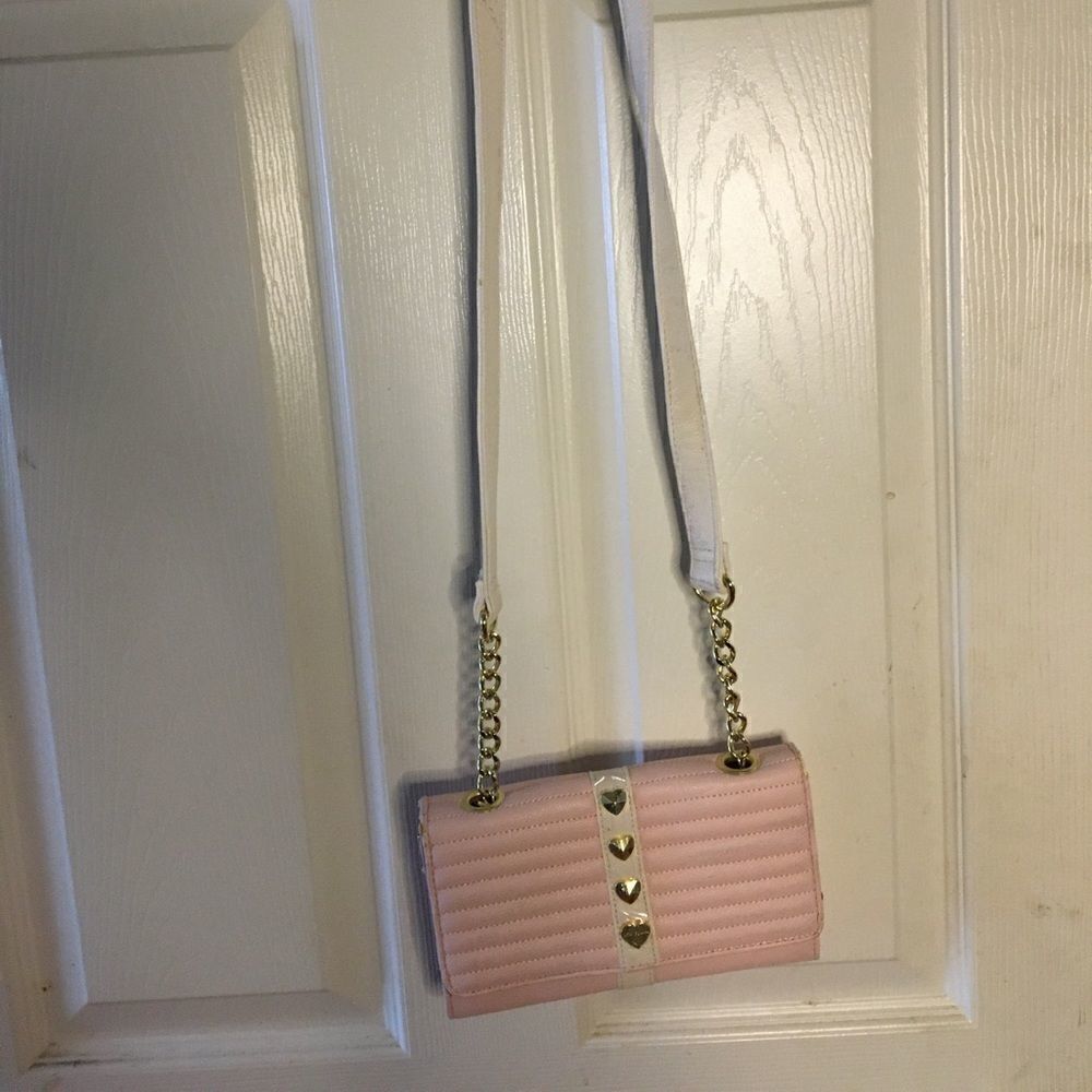 Betsey Johnson pink & beige crossbody/wallet bag - Picture 2 of 12